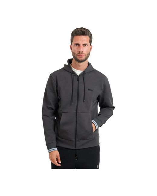 HUGO Grüner Hoodie Pullover Mit Streifen in Black für Herren
