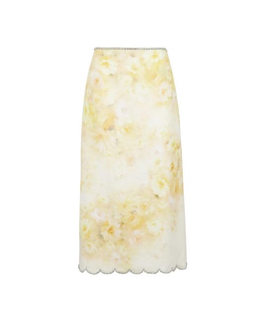 Zimmermann Rokken ,Geel ,Midi Crush Met Asymmetrische Zoom in het Yellow