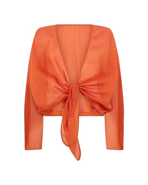 Alberta Ferretti Korte Blouse Met Knoop in het Orange