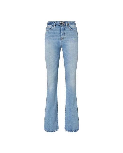 Pinko Flora Flare Denim Stretch Broek in het Blue