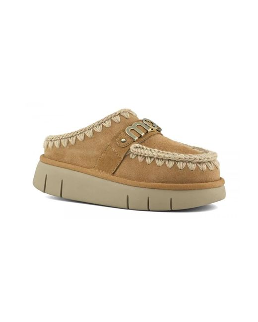 Mou Schoenen ,Bounce Clog Metal Logo in het Natural