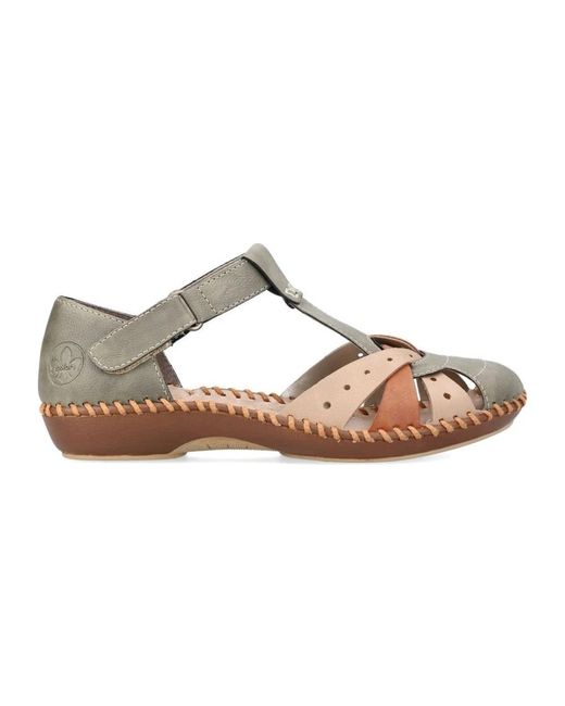 Flat Sandals di Rieker in Brown