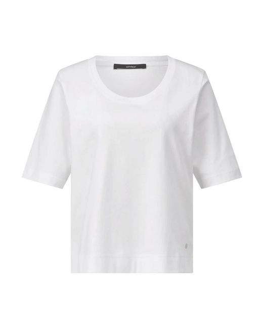 Windsor. Tops ,Wit ,Katoen Katoenen T-Shirt Met Klassieke Stijl in het White