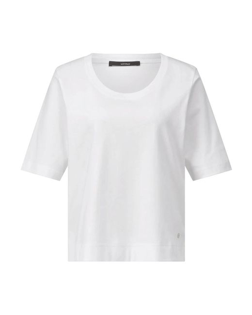 Windsor. Tops ,Wit ,Katoen Katoenen T-Shirt Met Klassieke Stijl in het White