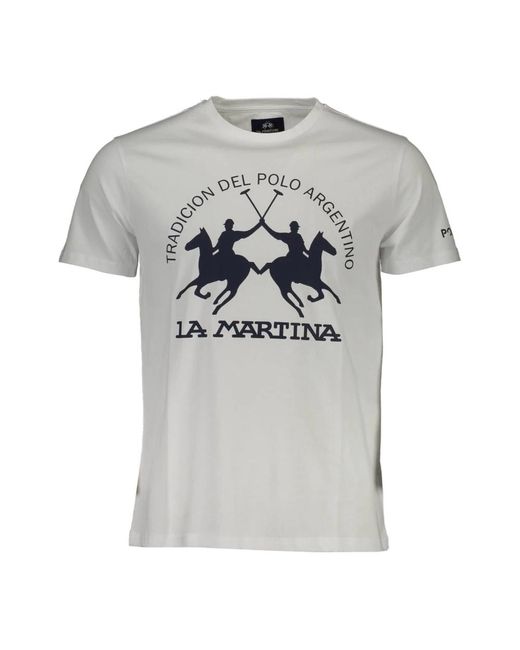 La Martina Weißes t-shirt mit druck und logo in Gray für Herren