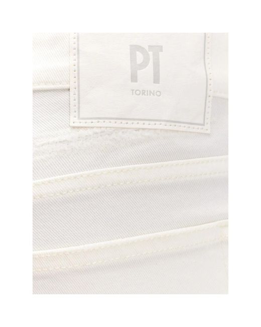 PT Torino Weiße stretchhose mit lederpatch in White für Herren
