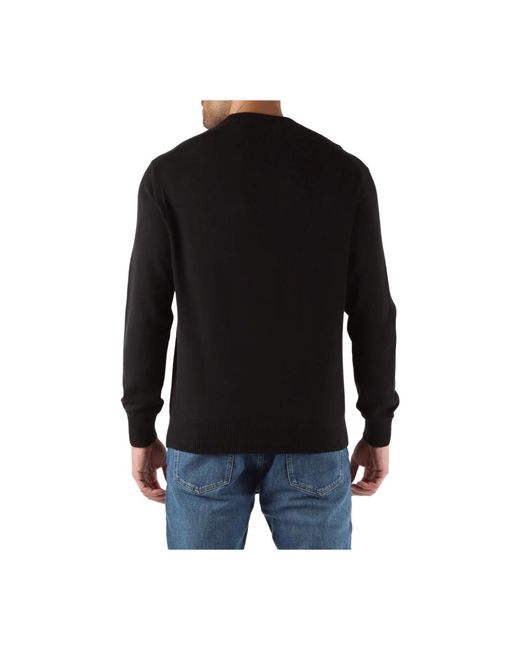 Calvin Klein Baumwoll-rundhalsausschnitt mit gesticktem logo pullover in Black für Herren