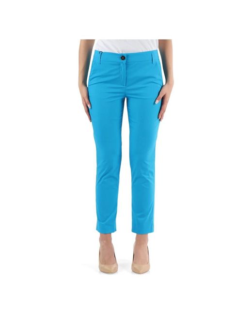 Pantalones de popelina de algodón con cierre de botón y cremallera Emme Di Marella de color Blue