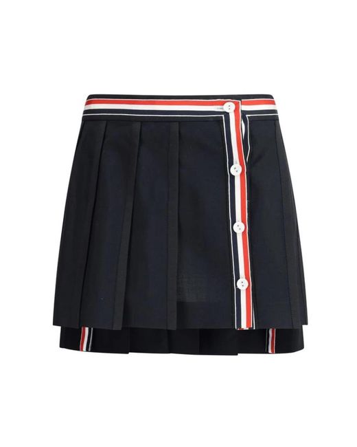 Thom Browne Wollen Geplooide Mini Rok in het Blue