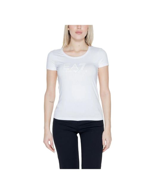 Camiseta mujer colección primavera/verano mezcla algodón EA7 de color White