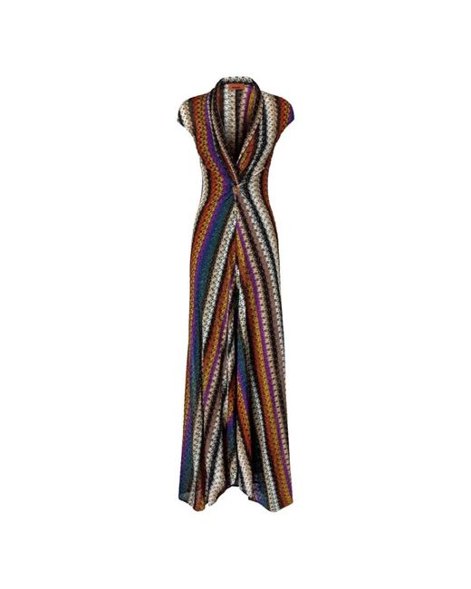 Missoni Kant Gebreide Jurk Aw25 in het Brown