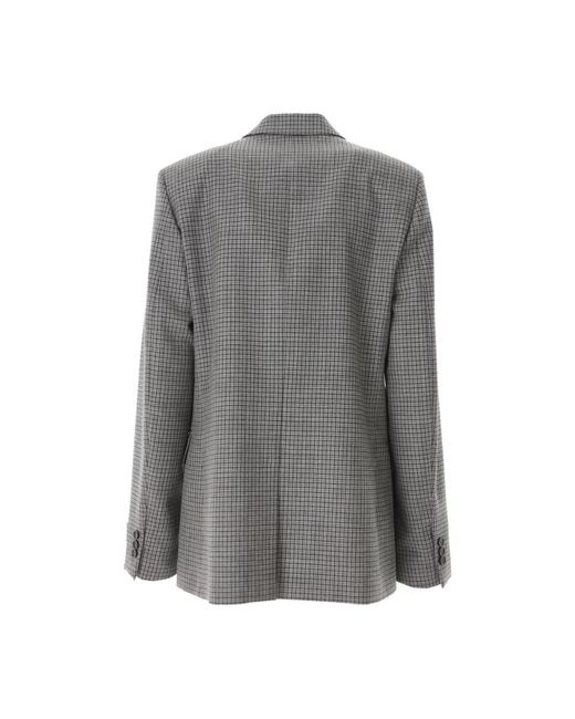 MSGM Jassen ,Grijs ,Wol Wollen Jas Met Strass Hart in het Gray