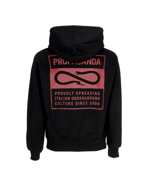 Propaganda Schwarzer Hoodie Mit Fronttasche in Black für Herren