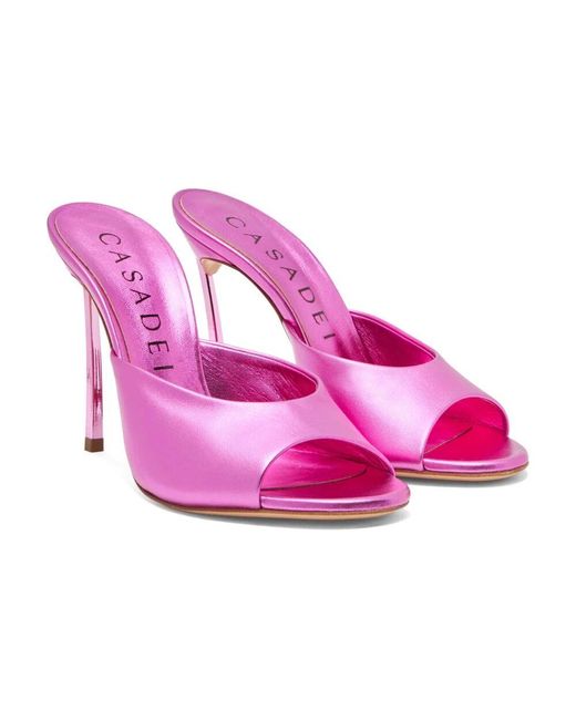 Casadei Pink Metallic fuchsia blade flash mule,metallic blade flash mule,metallic lagoon blade flash mule