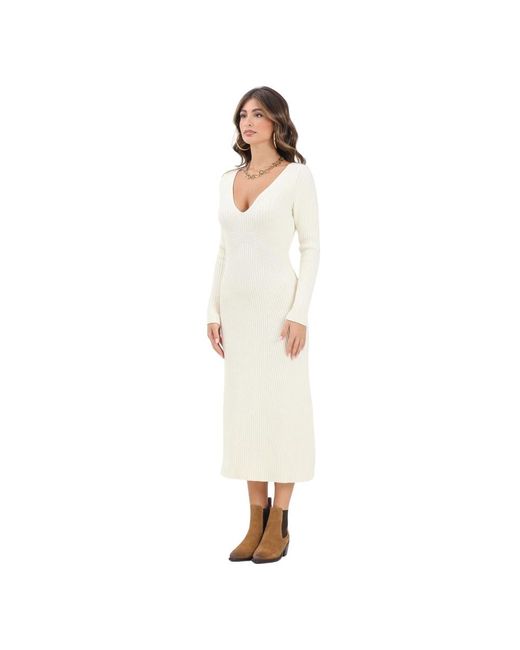 Akep Midi Jurk in het White