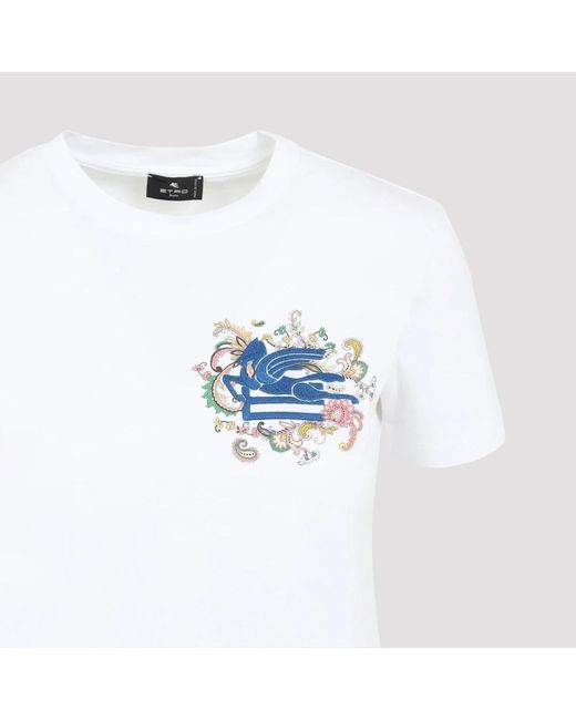 Etro Tops ,Wit ,Katoen Wit T-Shirt in het White