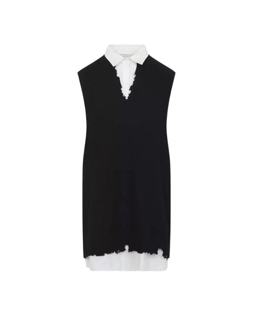 MM6 by Maison Margiela Black V-Neck Knitwear