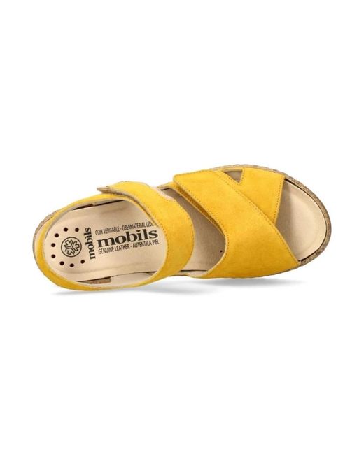 Mephisto Yellow Breite gelbe sandale mit klettverschluss