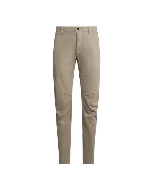 C P Company Gray Stretch Sateen Chino Pants Sage for men