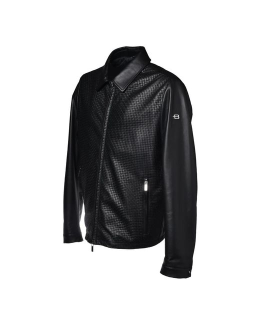Baldinini Black Leather Jackets for men
