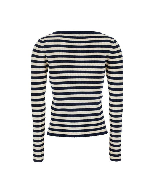 Twinset Geribbelde Gestreepte Top in het Black