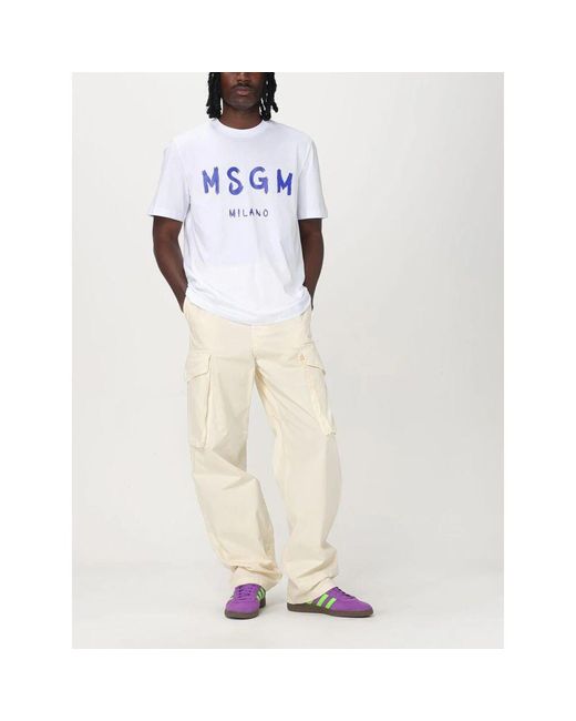 Straight Trousers di MSGM in Natural da Uomo