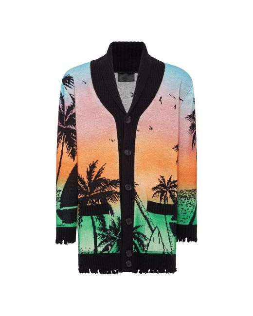 Philipp Plein Truien & Vesten ,Veelkleurig ,Katoen Cardigan Hawaii in het Green voor heren