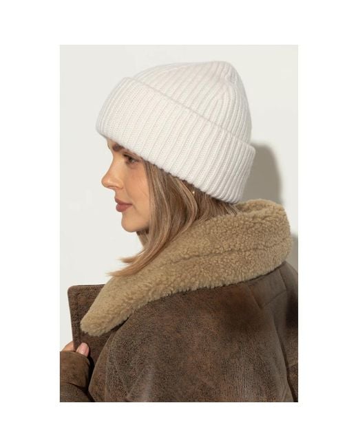 Yves Salomon White Beanies