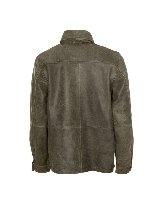 Samsøe & Samsøe Lederjacke overshirt klassischer kragen in Green für Herren