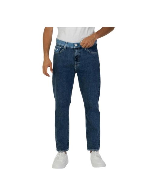 Jeans blu tinta unita con zip e bottone uomo di Tommy Hilfiger in Blue da Uomo