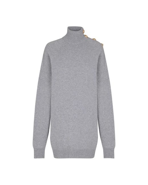 Balmain Kleedjes ,Grijs ,Kasjmier Korte Kasjmier Trui Jurk in het Gray