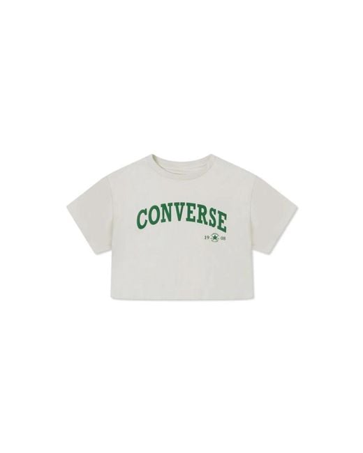 Camiseta crop negra con logo Converse de color White