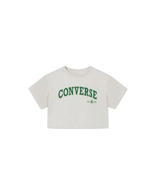 Converse White Schwarzes logo print crop tee