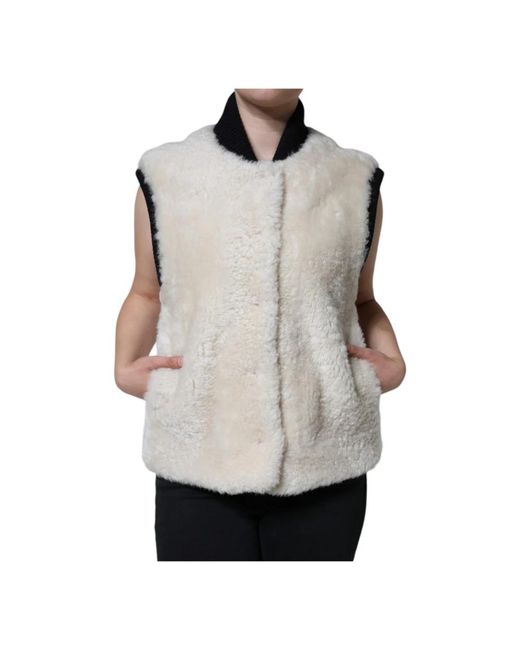 Burberry Jassen ,Wit ,Shearling Vest Jacket in het Gray