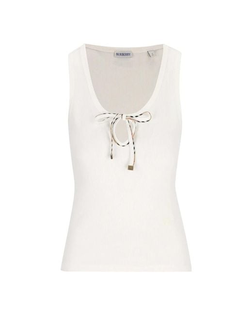 Burberry White Sleeveless Tops