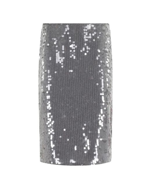 ROTATE BIRGER CHRISTENSEN Gray Pailletten Midi Rock Dunkelgrau