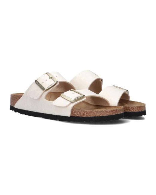 Birkenstock White Sliders