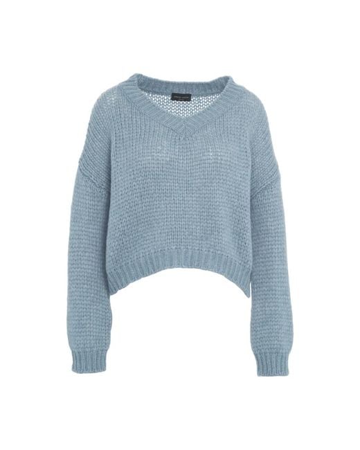 Roberto Collina Blue V-Neck Knitwear
