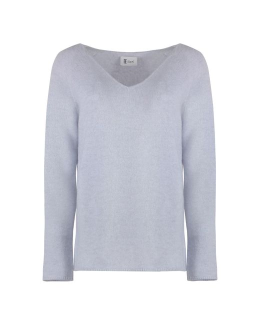 THE (Alphabet) Cashmere Mix V-Hals Trui in het Blue