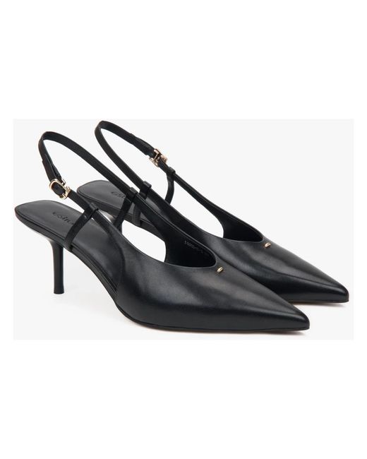 ESTRO Schoenen ,Zwart ,Leer Pumps Met Puntige Neus En Slingback in het Blue