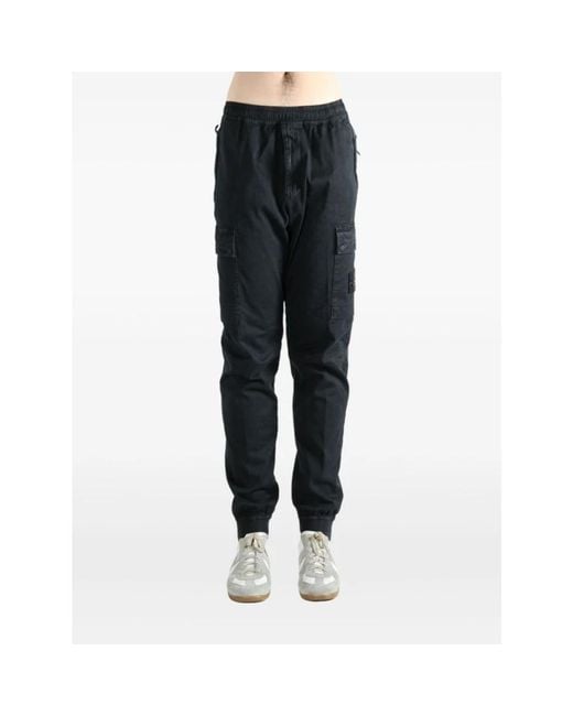 Stone Island Zwarte Cargo Broek Met Elastische Taille in het Black voor heren