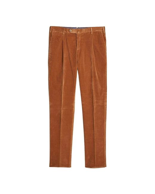 PT01 Brown Slim-Fit Trousers for men