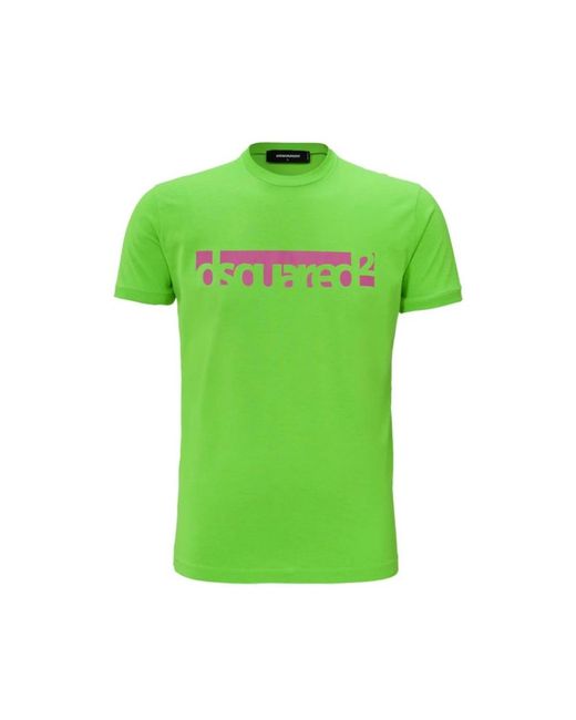 DSquared² Grünes Baumwoll-T-Shirt Hergestellt in Green für Herren