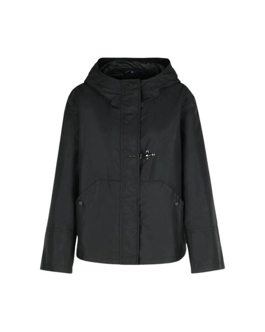 Fay Black Schwarzer kurzer parka mit kapuze,wasserdichte parka mit kapuze und taschen