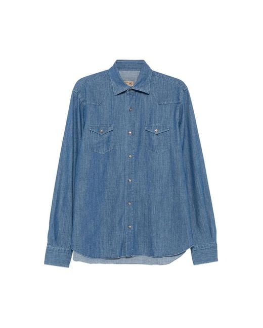 Barba Napoli Blue Denim Shirts for men