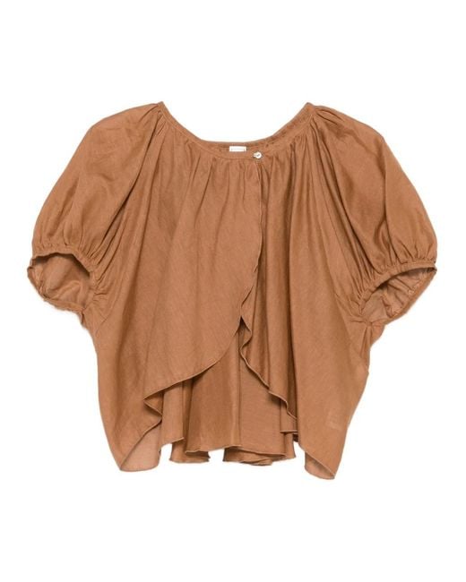 120% Lino Brown Blouses