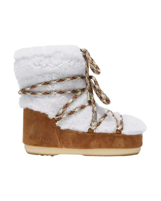Moon Boot White Pelzgefütterte schneestiefel