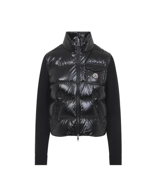 Moncler Jassen ,Zwart ,Wol Padded Wool Zip-Up Cardigan in het Black