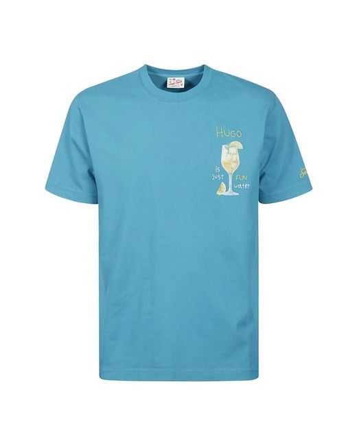Mc2 Saint Barth Blau cocktail print baumwoll t-shirt in Blue für Herren