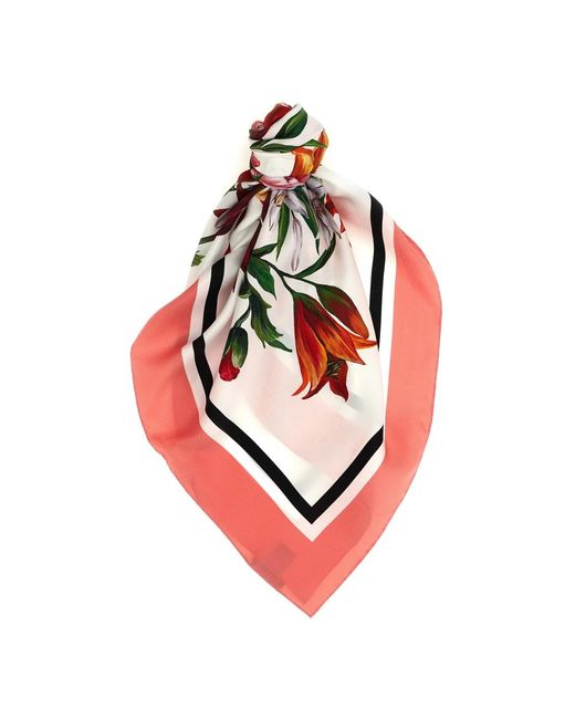 Dolce & Gabbana 90X90 Silk Twill Foulard in het Pink